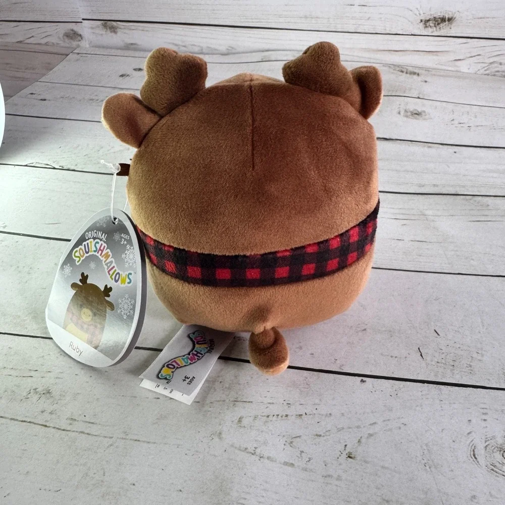 Squishmallows Ruby the Reindeer 5 Inch Christmas Plush‎ Buffalo Plaid Scarf NWT